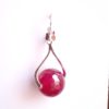 Boucles oreilles longues  pendantes en argent massif et perles Agate  couleur Rubis – Image 2