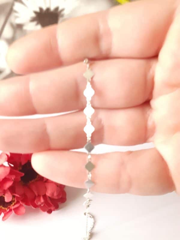 Bracelet chaîne fantaisie losange en argent massif – Image 2