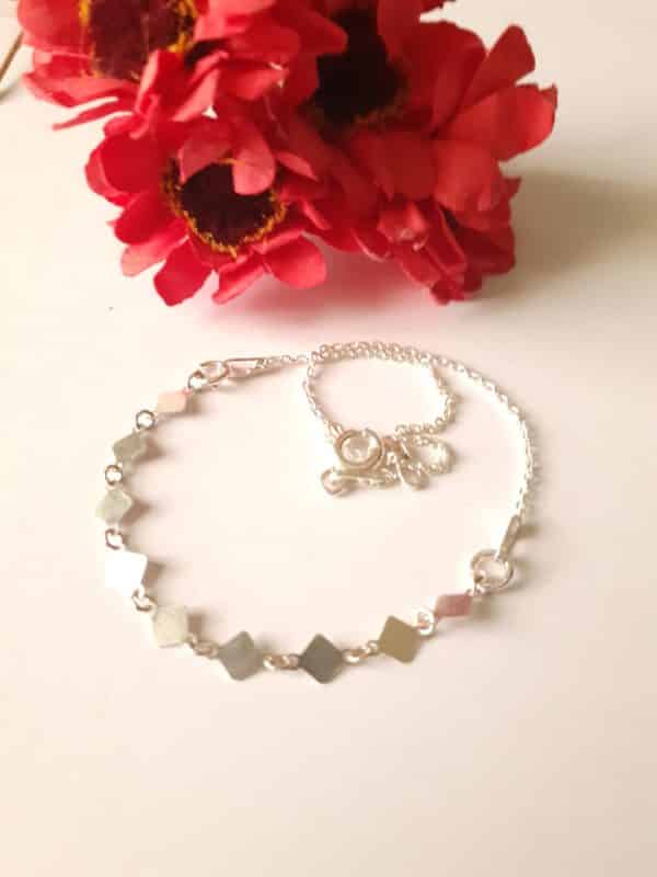 Bracelet chaîne fantaisie losange en argent massif – Image 3