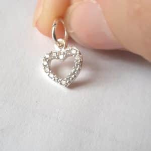 breloque coeur zircons et argent 925
