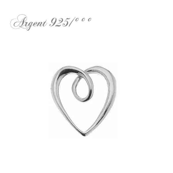 Connecteur-intercalaire coeur en argent 925/°°°