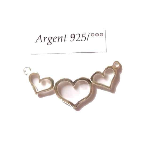 Connecteur 3 coeurs argent 925/°°°