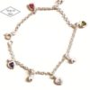 Bracelet femme, chaîne argent 925 et breloques sertis zirconium