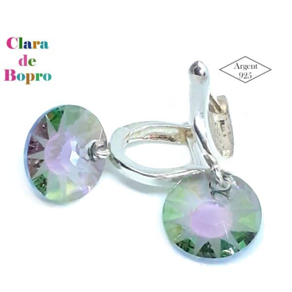 Petites créoles en argent sterling et cristaux Vitrail Light