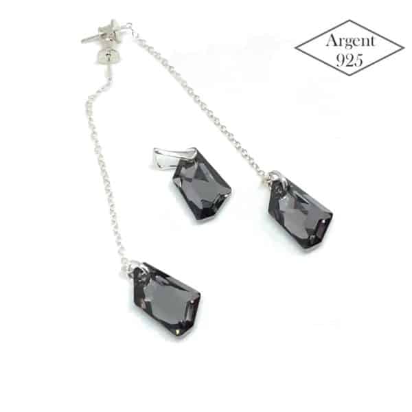 Set bijoux en argent sterling et cristaux couleur Silver Night