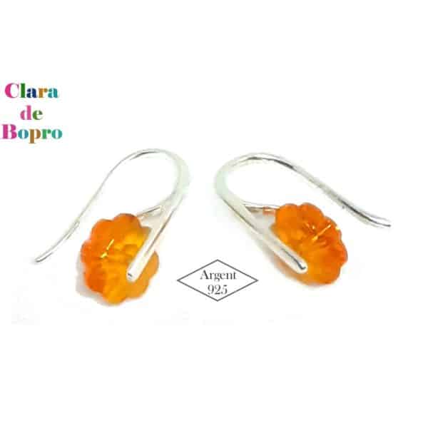 Boucles d'oreilles minimalistes en argent 925 et cristaux sun flower
