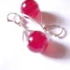 Boucles oreilles longues  pendantes en argent massif et perles Agate  couleur Rubis