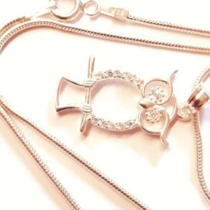 HIBOU Collier serpent en argent massif avec pendentif serti de zirconium