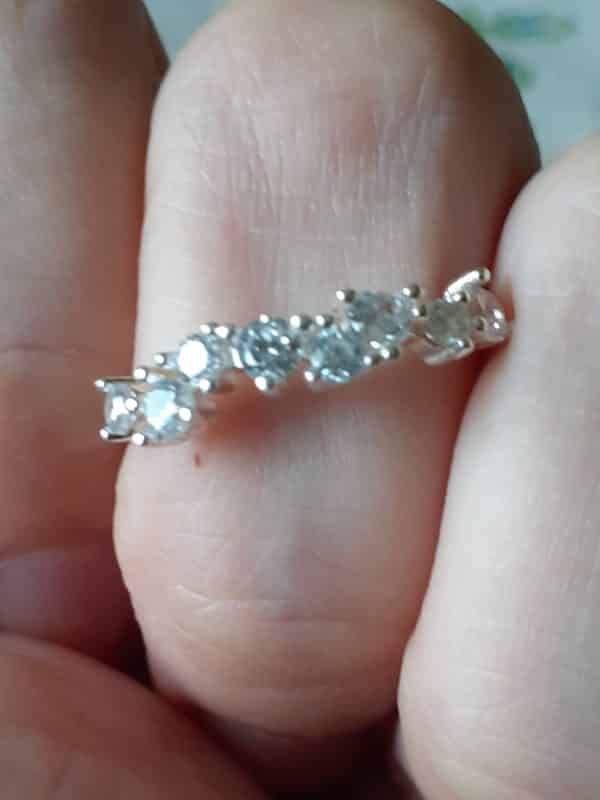 57 Bague en argent sterling et zirconiums couleur blanche, alliance, bague de fiançailles en argent 925 – Image 4